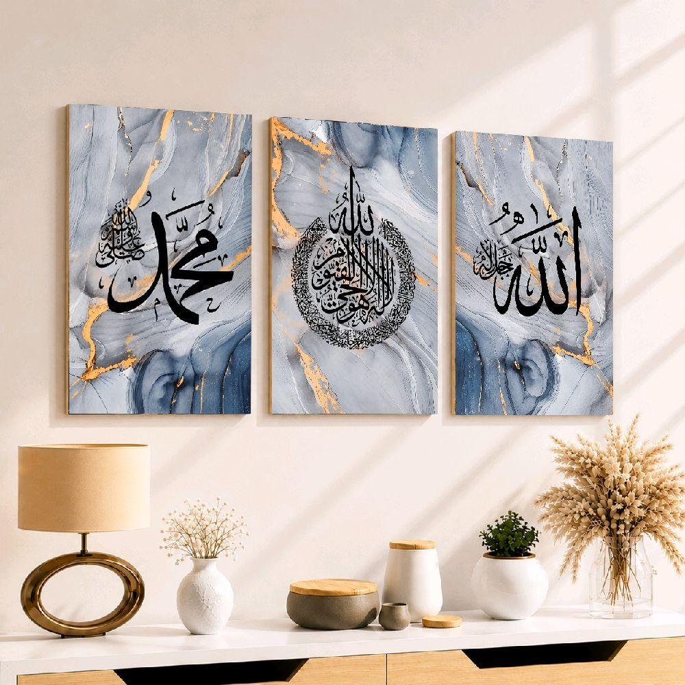 TENNESY Hiasan Dinding Aesthetic Stone Marmer Kaligrafi Set 3 Panel 20x30CM Pajangan Kamar Dekorasi Ruang Tamu Rumah - Gambar 2