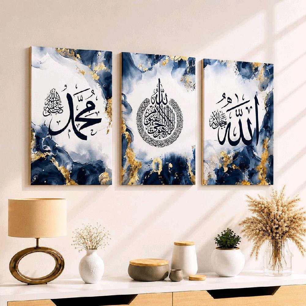 TENNESY Hiasan Dinding Aesthetic Stone Marmer Kaligrafi Set 3 Panel 20x30CM Pajangan Kamar Dekorasi Ruang Tamu Rumah