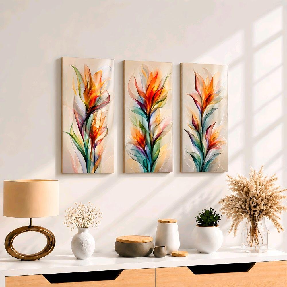 TENNESY Hiasan Dinding Aesthetic Vibrant Flower 3 Panel 15x30CM Wall Decor Pajangan Kamar Dekorasi Ruang Tamu Rumah - Gambar 3