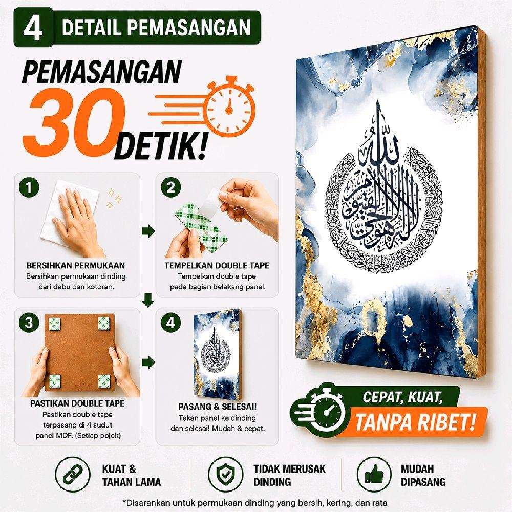 TENNESY Hiasan Dinding Aesthetic Stone Marmer Kaligrafi Set 3 Panel 20x30CM Pajangan Kamar Dekorasi Ruang Tamu Rumah - Gambar 7
