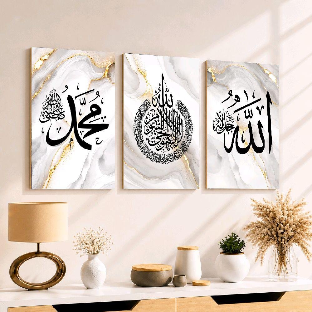 TENNESY Hiasan Dinding Aesthetic Stone Marmer Kaligrafi Set 3 Panel 20x30CM Pajangan Kamar Dekorasi Ruang Tamu Rumah - Gambar 3